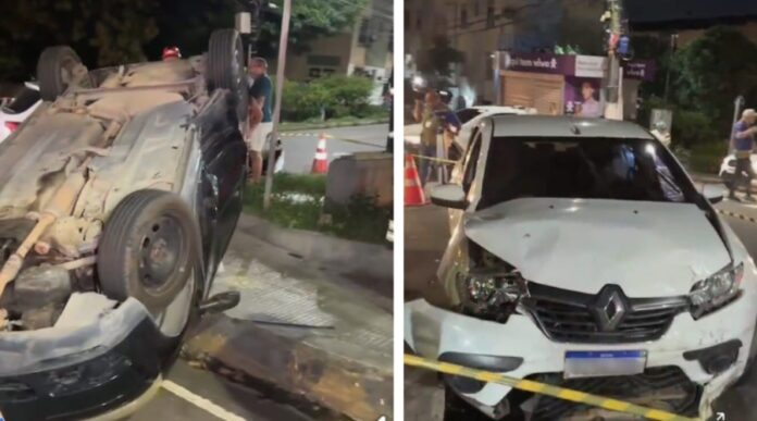 Carro capota em colisão no Conjunto Eldorado, deixando sete feridos, incluindo uma criança