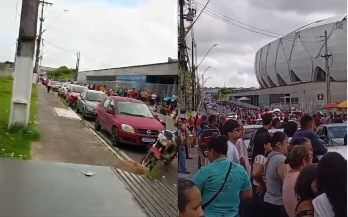 Fila quilométrica se forma no Centro de Convenções Vasco Vasques para a emissão gratuita de documentos civis