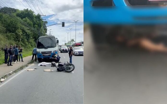 Motociclista de 19 anos perde a vida após colisão com carro e queda sob micro-ônibus na Torquato Tapajós