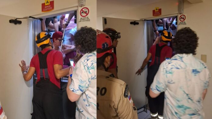 Bombeiros de Manaus realizam resgate de seis turistas presos em elevador de hotel