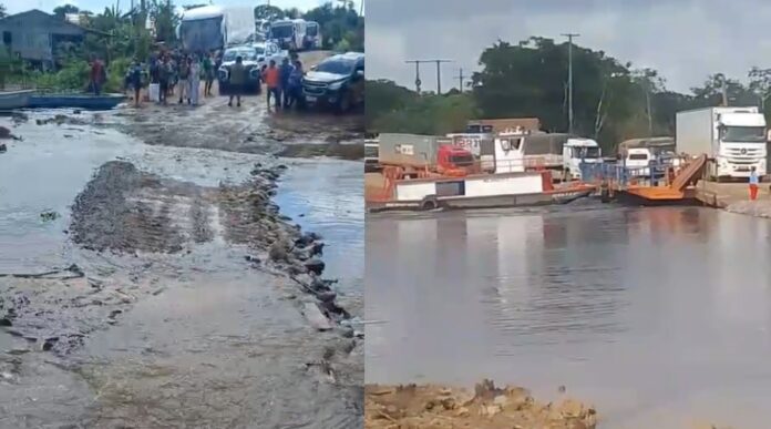 BR-319 é novamente fechada no Amazonas devido a falha em balsa sobre o rio Curuçá