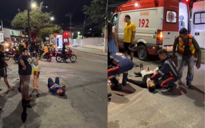 Três feridos em colisão de motocicletas na Avenida Cosme Ferreira em Manaus