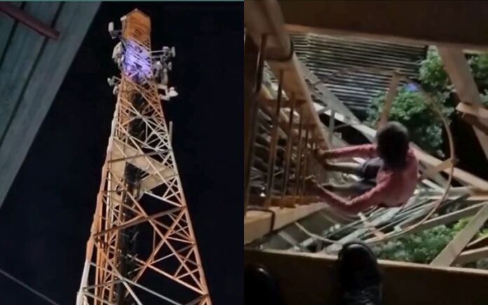 VÍDEO: Adolescente é flagrado em torre de telefonia atuando como olheiro do tráfico em Manaus