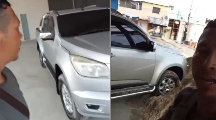 VÍDEO: Empresário quase atropela soldador que cobrou pagamento por serviço em Manaus