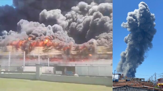 Incêndio em Fábrica na Zona Leste de Manaus Gera Densa Fumaça Visível a Longa Distância
