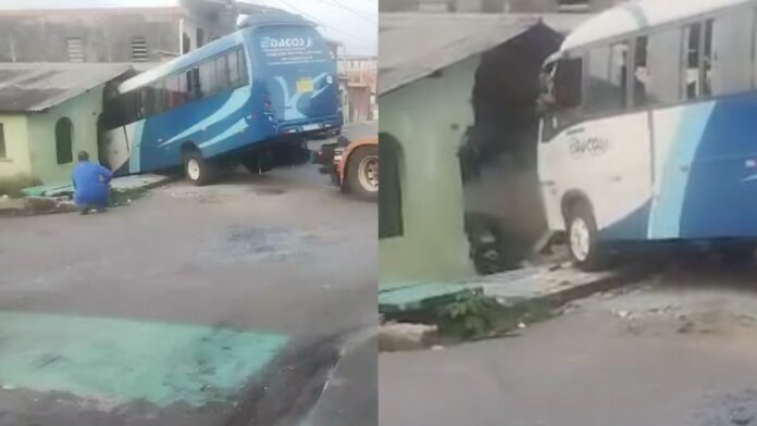 Notícias do Amazonas – Micro-ônibus colide e invade casa em Manaus durante acidente