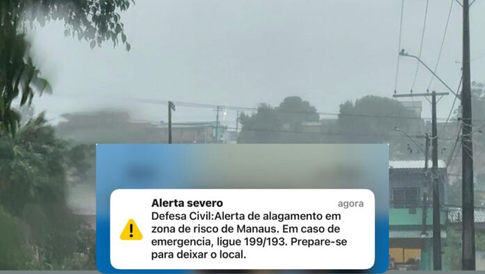 Notícias do Amazonas – Alerta sonoro da Defesa Civil em Manaus por forte chuva
