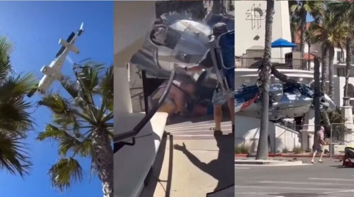 Helicóptero perde controle em Huntington Beach e provoca cinco feridos